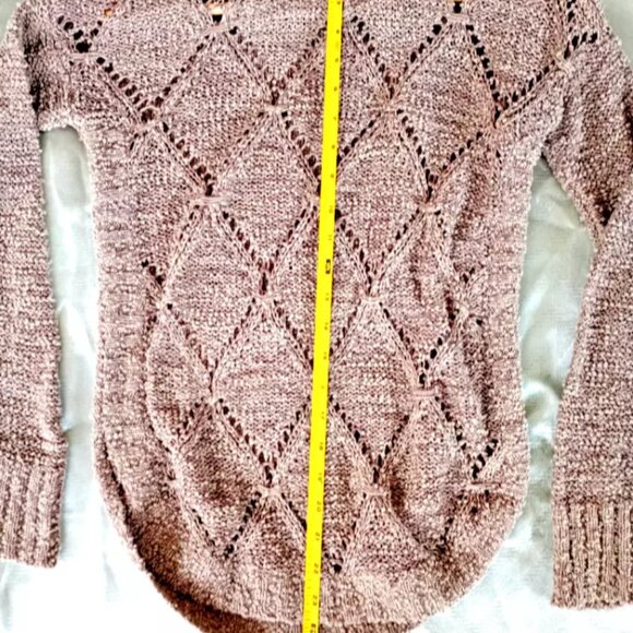 Maurices Sweater Women's Size M Brown Loose Knit Pullover Crew Neck Semi Sheer - Picture 2 of 6